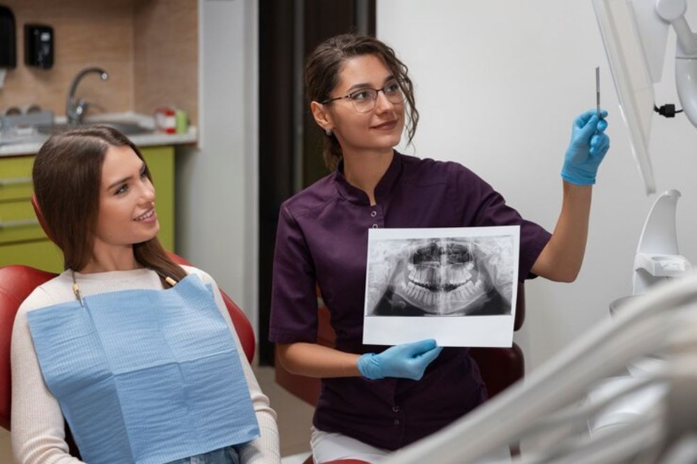 close up dentist using instruments