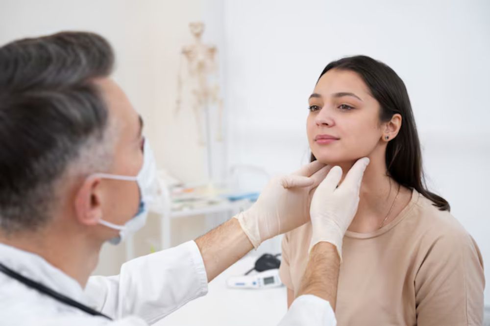 dentist is checking a patient